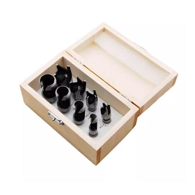 8 PCS Wood Plug Hole Cutter Dowel Maker Cutting Tools Shank Drill Bits With Box.
