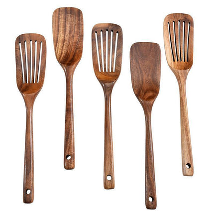 2pcs Wooden Frying Spatula Long Handle Stir Fry Spatula Kitchen Cooking Utensils.