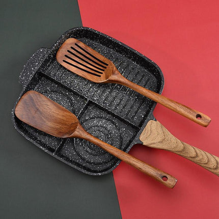 2pcs Wooden Frying Spatula Long Handle Stir Fry Spatula Kitchen Cooking Utensils.
