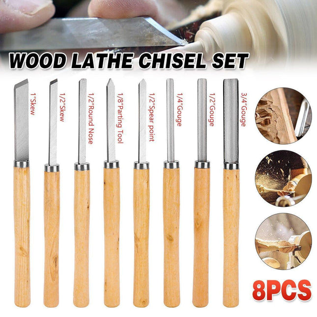 8X Heavy Duty HSS Wood Lathe Chisel Set Turning Wood Tools Carving GougeDurable.