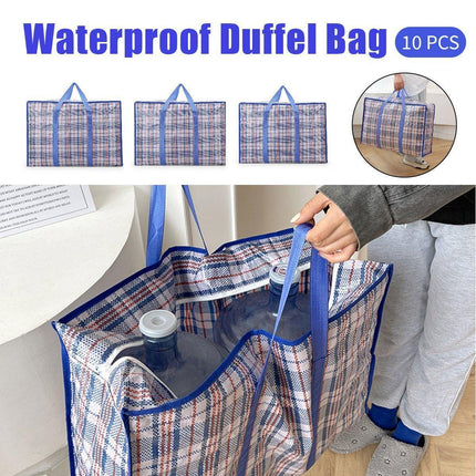 10PCS Large Waterproof Moving Packing Bags Woven Storage Luggage Quilt Bags - Medium.