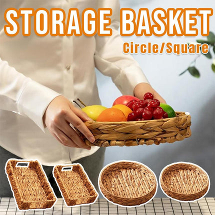 2pcs Rattan Fruit Tray Decorative Storage Trays Multipurpose Shelving Organizer - Square.