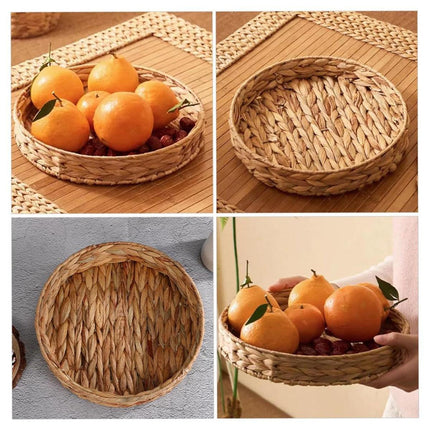 2pcs Rattan Fruit Tray Decorative Storage Trays Multipurpose Shelving Organizer - Square.