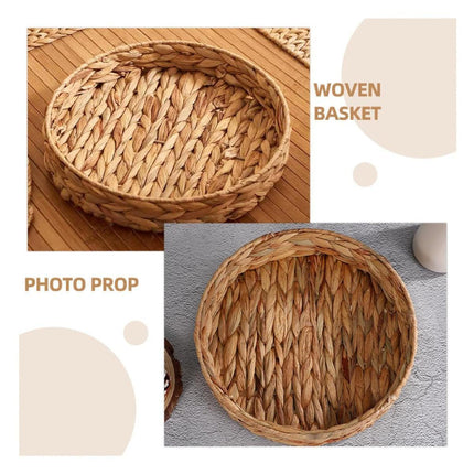 2pcs Rattan Fruit Tray Decorative Storage Trays Multipurpose Shelving Organizer - Square.