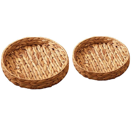 2pcs Rattan Fruit Tray Decorative Storage Trays Multipurpose Shelving Organizer - Square.