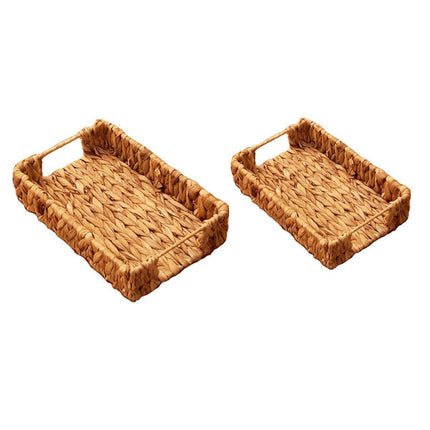 2pcs Rattan Fruit Tray Decorative Storage Trays Multipurpose Shelving Organizer - Square.