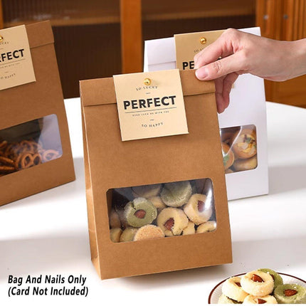 10PCS Snowflake Kraft Paper Candy Bag with Window Biscuit Self Standing Food Bag - Red.
