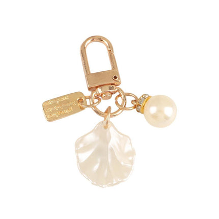 Womens Cute Key Rings Shell Heart Pearl Shape Keychain Charm Bag Hanger Pendants - A.