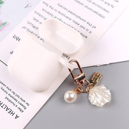 Womens Cute Key Rings Shell Heart Pearl Shape Keychain Charm Bag Hanger Pendants - B.