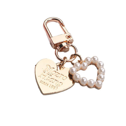 Womens Cute Key Rings Shell Heart Pearl Shape Keychain Charm Bag Hanger Pendants - B.