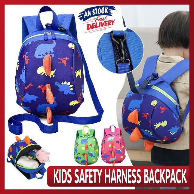 Kids Safety Harness Backpack Toddler Leash Dinosaur Bag Child Anti Lost - pink.