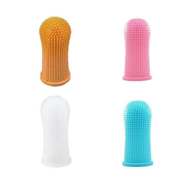 Premium Oral Care Dog Cat Toothbrush Finger Toothbrush Finger Silicone - Yellow.
