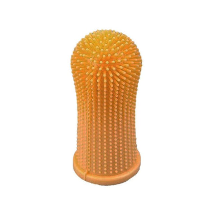 Premium Oral Care Dog Cat Toothbrush Finger Toothbrush Finger Silicone - Yellow.