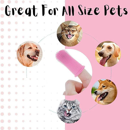Premium Oral Care Dog Cat Toothbrush Finger Toothbrush Finger Silicone - Blue.