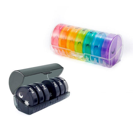 7 Day Weekly Case Dispenser Medicine Tablet Organizer Storage Container Pill Box - Black.