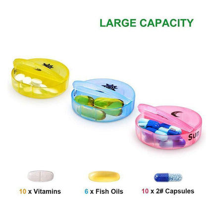 7 Day Weekly Case Dispenser Medicine Tablet Organizer Storage Container Pill Box - Black.