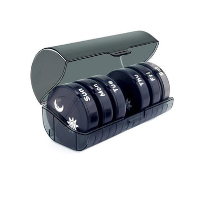 7 Day Weekly Case Dispenser Medicine Tablet Organizer Storage Container Pill Box - Black.