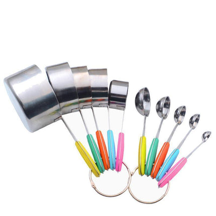 10 Piece Stainless Steel Measuring Cups and Spoons Set for Baking and Cooking.