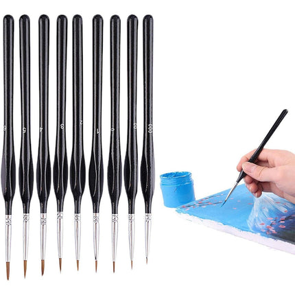 9PCS Fine Detail Paint Brush Set for Watercolour Gouache Acrylic Miniature Art.