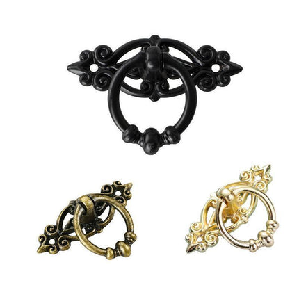 5PCS Vintage Handles Cabinet Drawer Cupboard Door Iron Knob Gold Pull - Black.