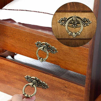 5PCS Vintage Handles Cabinet Drawer Cupboard Door Iron Knob Gold Pull - Black.