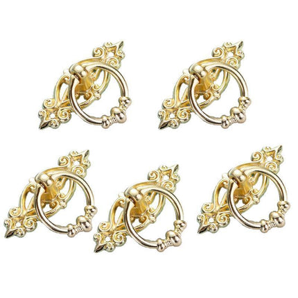5PCS Vintage Handles Cabinet Drawer Cupboard Door Iron Knob Gold Pull - Black.