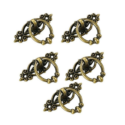 5PCS Vintage Handles Cabinet Drawer Cupboard Door Iron Knob Gold Pull - Black.