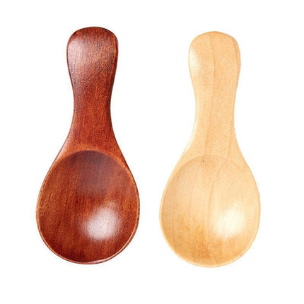 5PCS Mini Wooden Spoons Natural Wood Spice Condiment Dessert Scoops - Red.