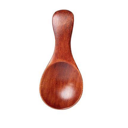 5PCS Mini Wooden Spoons Natural Wood Spice Condiment Dessert Scoops - Red.