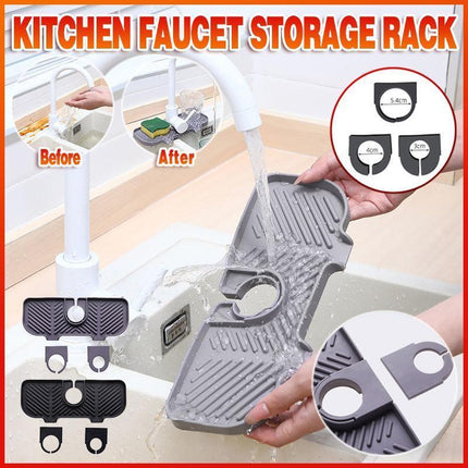 Kitchen Faucet Storage Rack Holder Soap Sponges Caddy Organizer Sink Basket Rack - Grey.
