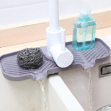 Kitchen Faucet Storage Rack Holder Soap Sponges Caddy Organizer Sink Basket Rack - Grey.