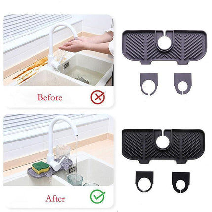 Kitchen Faucet Storage Rack Holder Soap Sponges Caddy Organizer Sink Basket Rack - Grey.