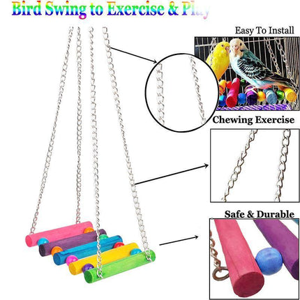 5PCS Hanging Parrot Toys Set with Swings and Ladders for Budgies Cockatiels Cages.