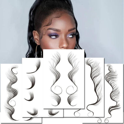 Hairline Edge Tattoo Stickers - Curly Fringe Decals for Women Styling - 4.