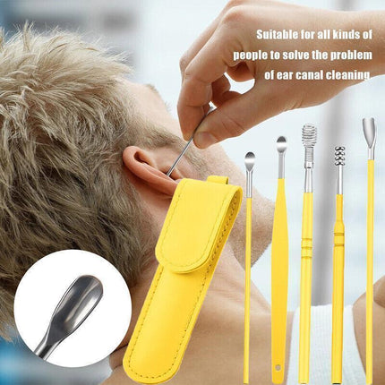 6Pcs Earpick Ear Wax Curette Ear Cleaner Remover Spoon Ear Cleaning Tool Kit - Purple.