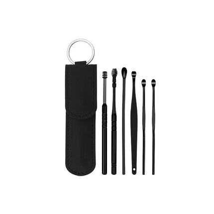 6Pcs Earpick Ear Wax Curette Ear Cleaner Remover Spoon Ear Cleaning Tool Kit - Purple.
