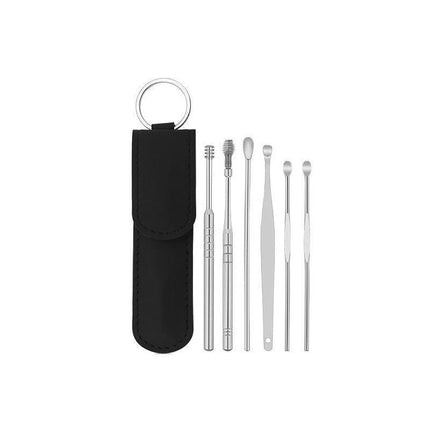 6Pcs Earpick Ear Wax Curette Ear Cleaner Remover Spoon Ear Cleaning Tool Kit - Purple.