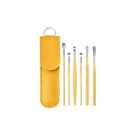 6Pcs Earpick Ear Wax Curette Ear Cleaner Remover Spoon Ear Cleaning Tool Kit - Purple.