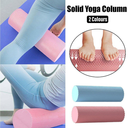 EVA Foam Yoga Massage Roller Solid Pilates Fitness Column for Muscle Recovery - Pink.