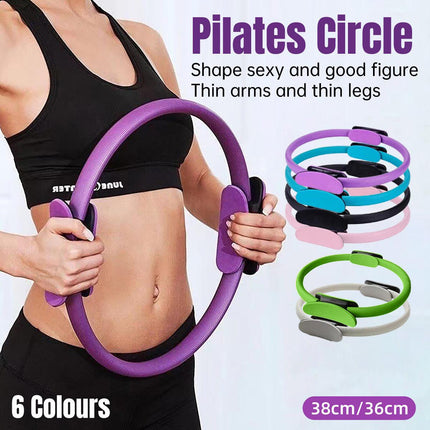 6 Colours Pilates Yoga Ring Magic Circle Fitness Equipment for Toning Slim Legs - Black.