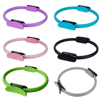 6 Colours Pilates Yoga Ring Magic Circle Fitness Equipment for Toning Slim Legs - Black.