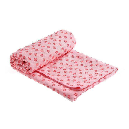 Non Slip Yoga Towel Mat Microfiber Fitness Gym Exercise Blanket with Carry Bag - Orange.