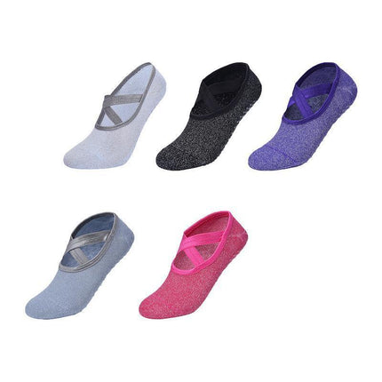 Yoga Socks Non Slip Pilates Ballet Grip Socks for Women Gym Fitness - Black.