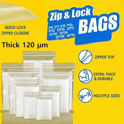 10/100PCS Thick Resealable Ziplock Bags in 12 Sizes Zip Lock Plastic Bags - 6x8cm-100pcs.