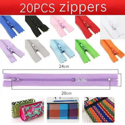20PCS Closed End Nylon Zippers Tailor Sewer DIY Craft Sewing 20cm - Mixed Color.