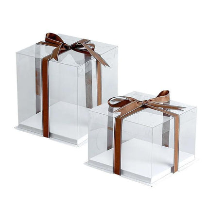 20 PCS Clear Treat Box Box Portable Cake Display Transparent Birthday Cake - 6 INCH(without ribbon)-Single.