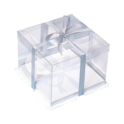 20 PCS Clear Treat Box Box Portable Cake Display Transparent Birthday Cake - 8 INCH(without ribbon)-Double.