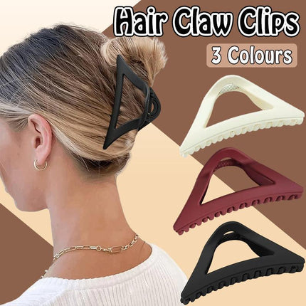 Women's Simple Hair Claws Clip Large Geometric Barrette Ponytail Clamp Hairpin - Black.