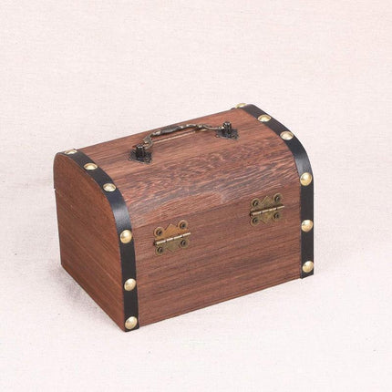 Wooden Treasure Chest Retro Money Storage Box Case Coin Piggy Bank Organizer.