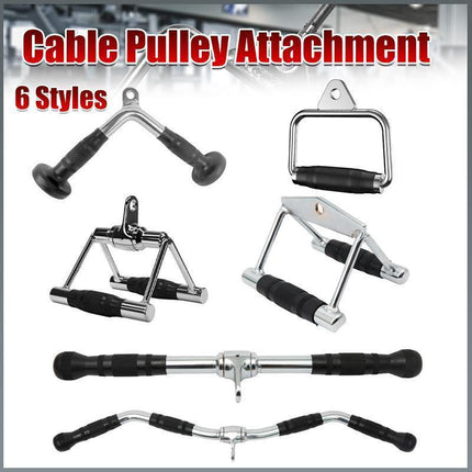 Cable Pulley Attachment Tricep Rope V Grip LAT Pull Down Gym Accessory - Revolving Straight Bar.